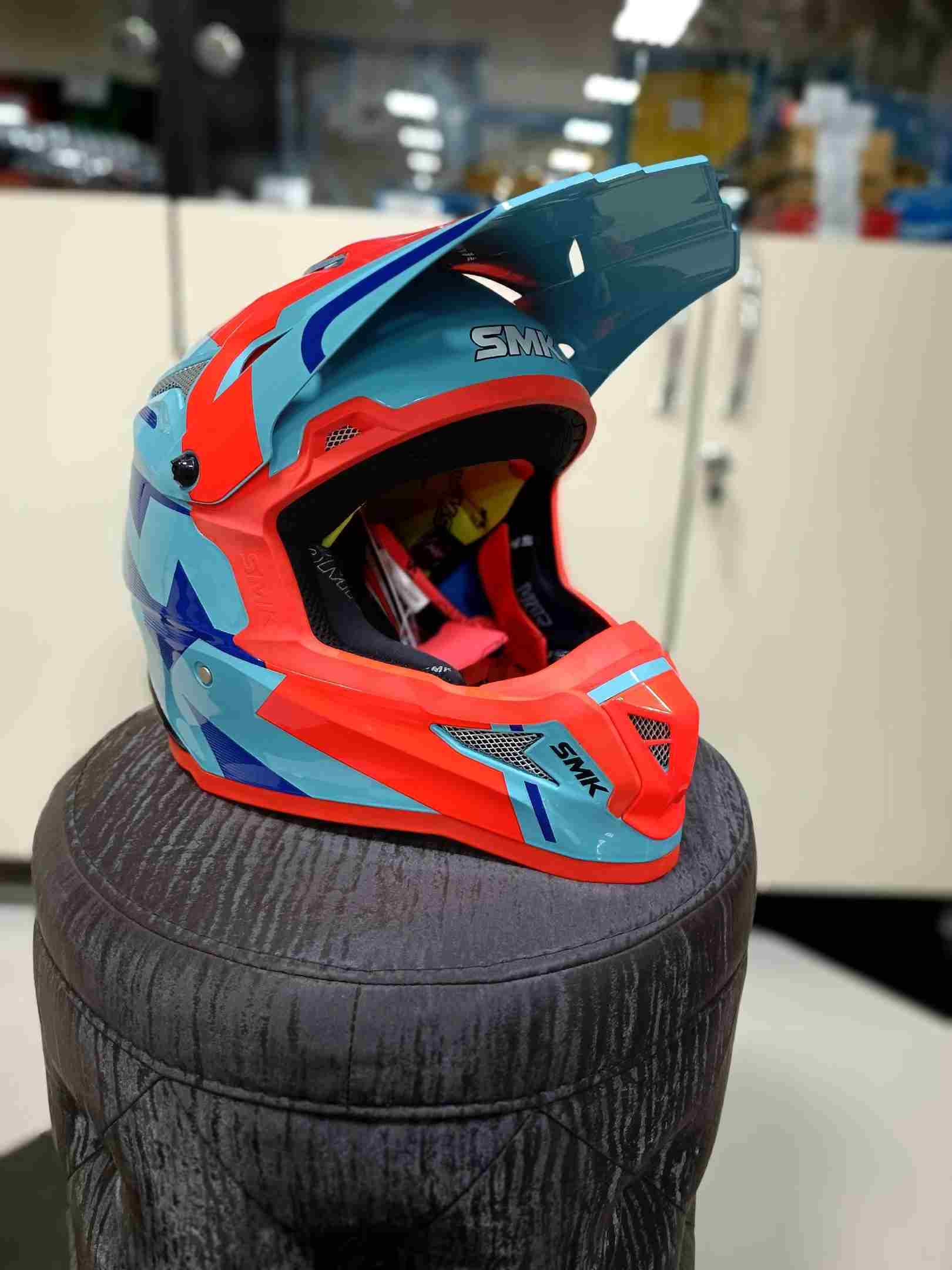 Шлем мото SMK ALLTERRA X-POWER, цвет оранжевый/синий (L)